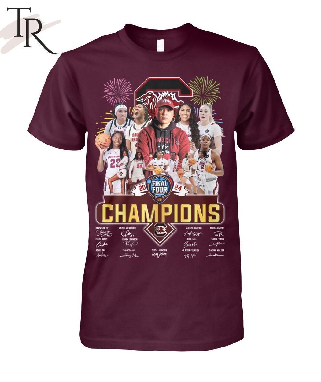 2024 Women's Final Four Champions South Carolina Gamecocks T-Shirt