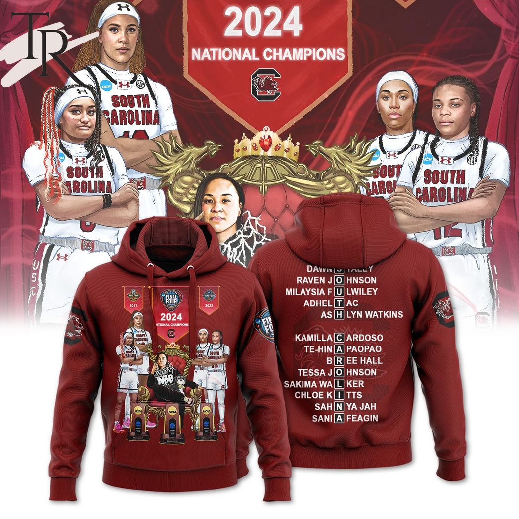 South Carolina Gamecocks 2024 NCAA Women's Basketball National 3 Time Champions Hoodie