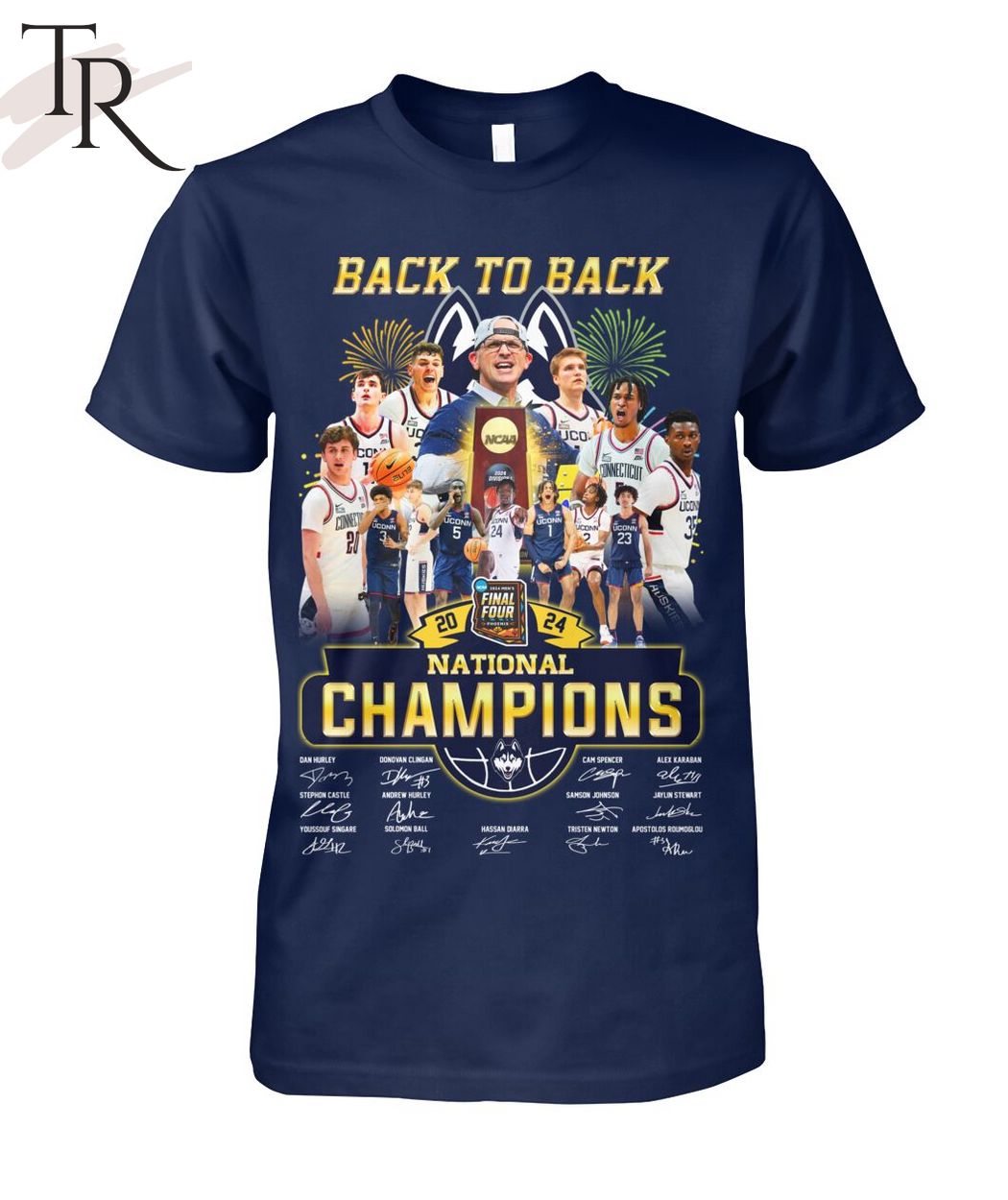 Back To Back 2024 National Champions Uconn Huskies T-Shirt
