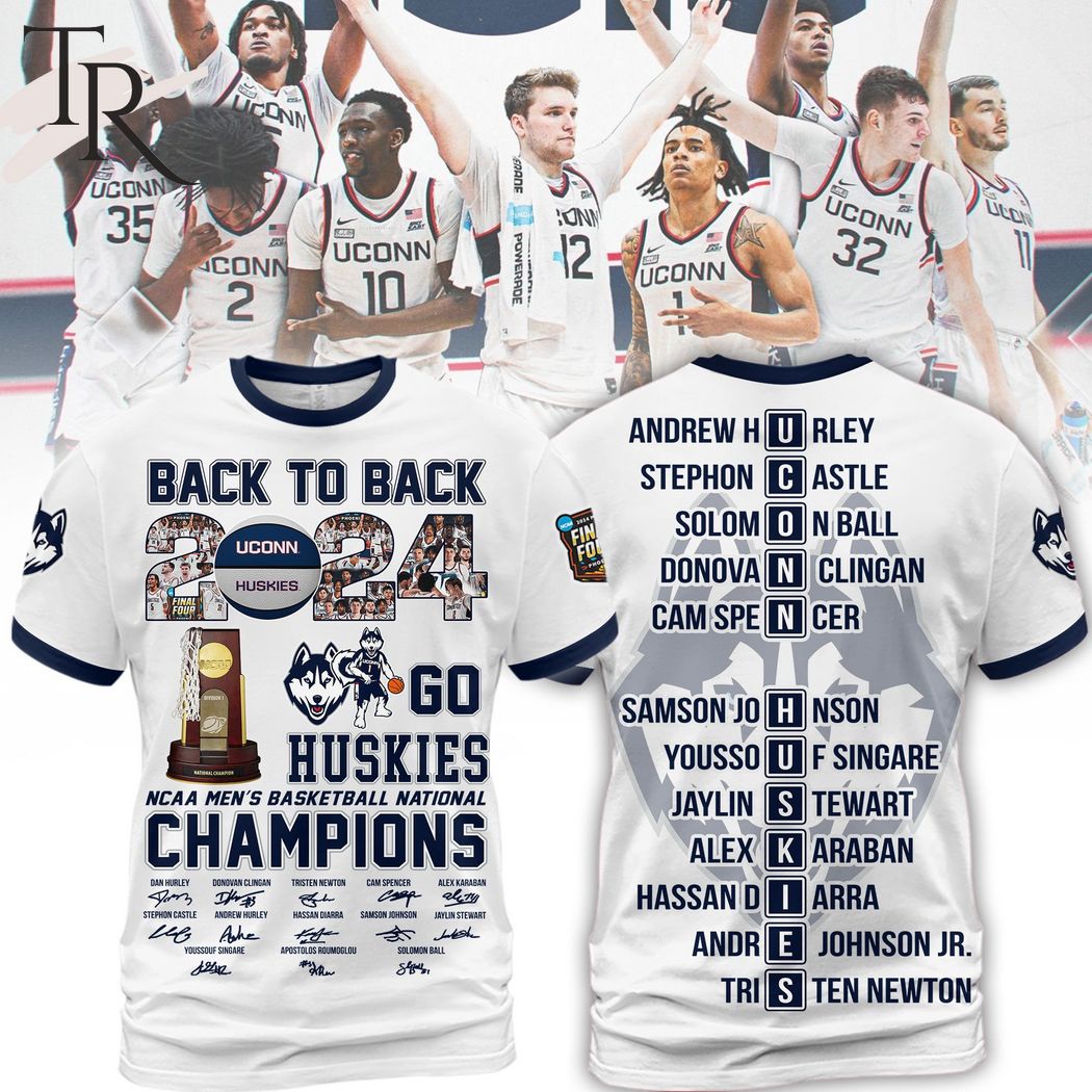 Back To Back 2024 NCAA Men's Basketball National Champions Uconn Huskies Hoodie - White