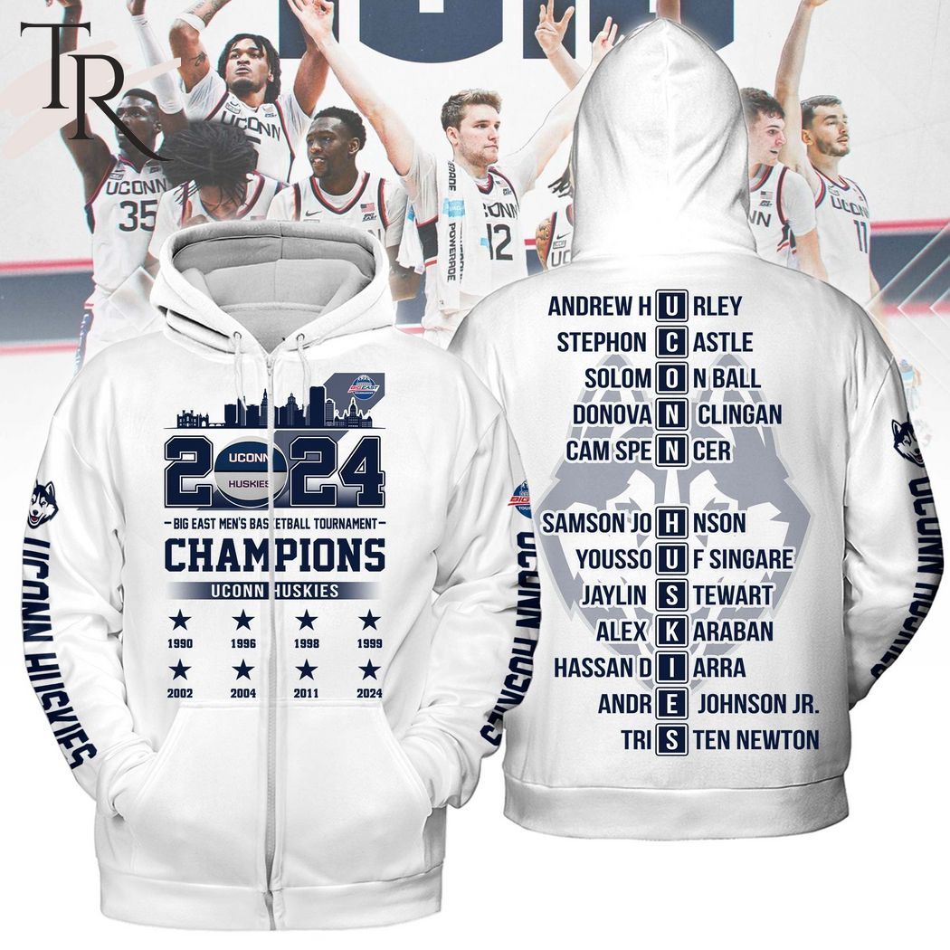 NCAA Uconn Huskies Big East Men's Basketball Tournament Champions Hoodie - White