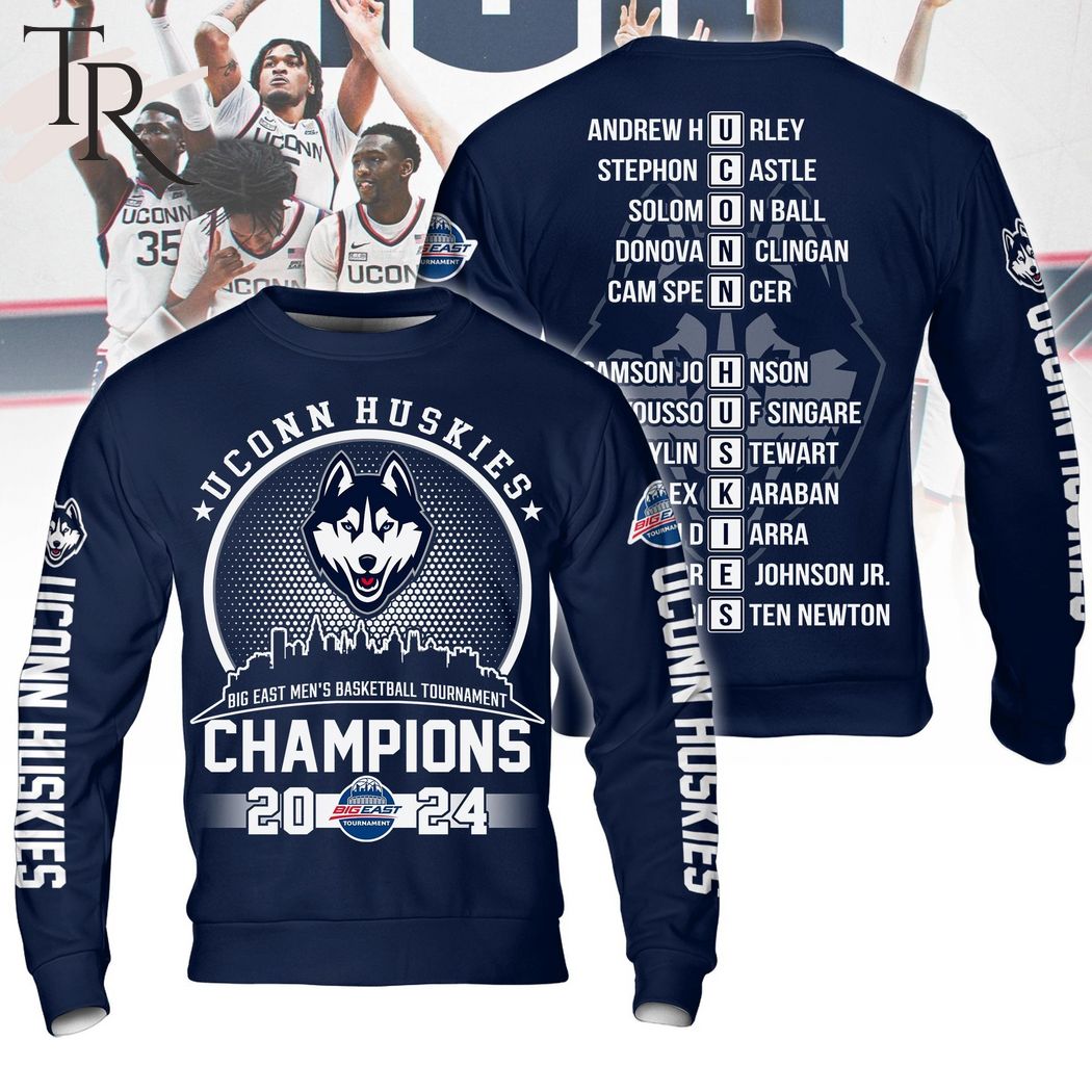 Uconn Huskies Big East Men's Basketball Tournament Champions 2024 Hoodie - Navy