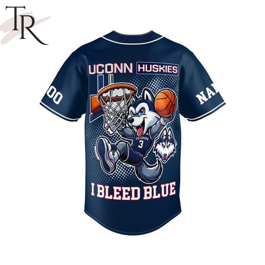 2024 NCAA Men's Basketball Champions Uconn Huskies Bleed Blue Custom Baseball Jersey - Navy