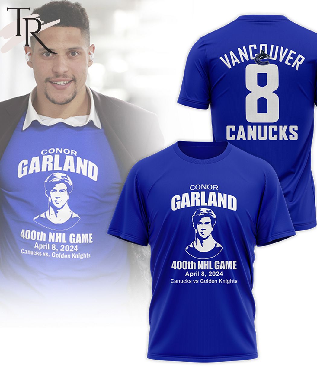 Conor Garland 400th NHL Game April 8, 2024 Canucks Vs Golden Knights T-Shirt