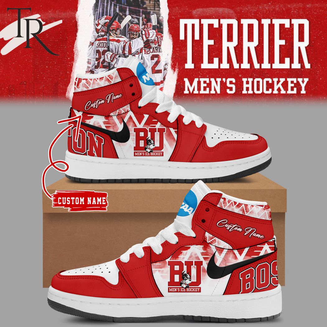 Custom Name Terrier BU Men's Hockey Air Jordan 1, Hightop