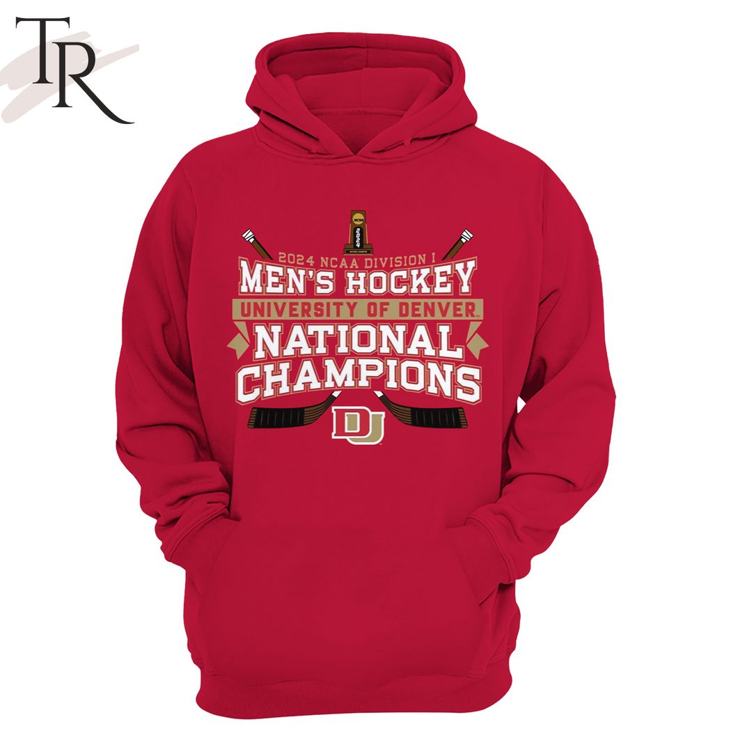 Denver Hockey NCAA Men's National Ice Hockey National Champions X10 Hoodie, Cap - Red