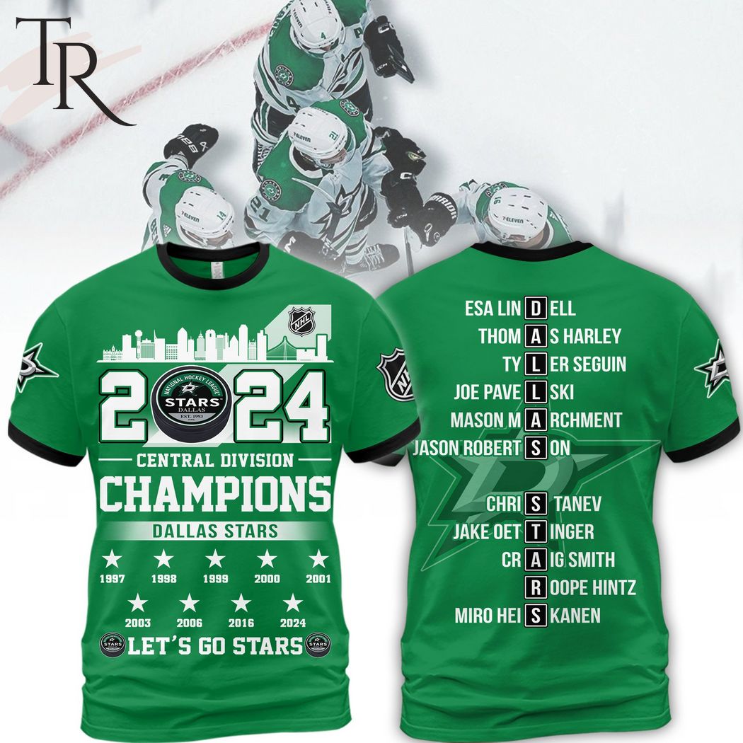 2024 Central Division Champions Dallas Stars Let's Go Stars Hoodie - Green