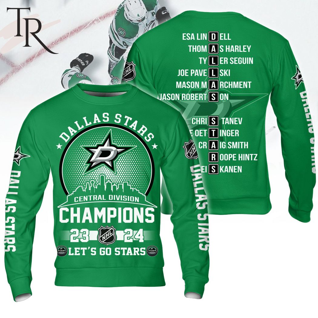 Dallas Stars Central Division Champions 23-24 Let's Go Stars Hoodie - Green