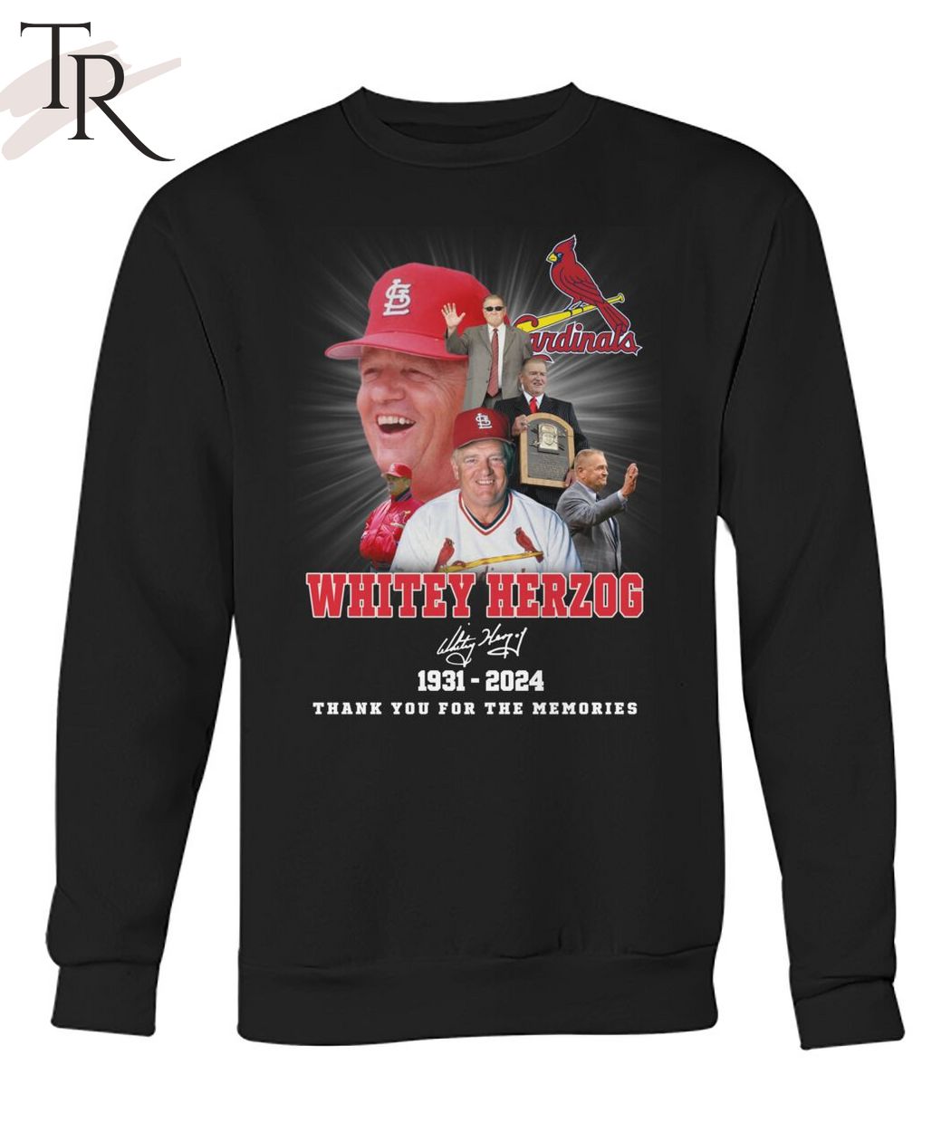 Whitey Herzog 1931-2024 Thank You For The Memories Signature T-Shirt