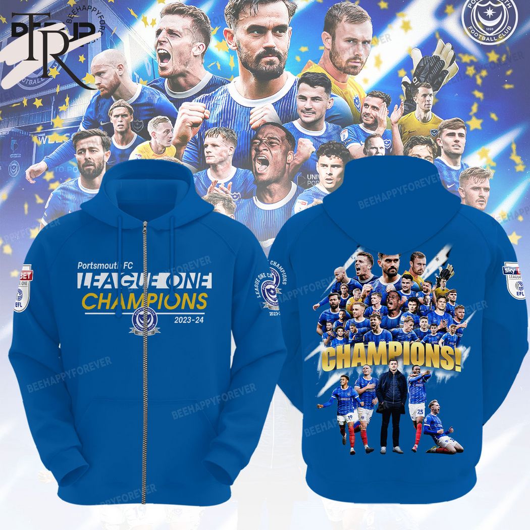 Portsmouth F.C. League One Champions 2023-24 Hoodie - Blue