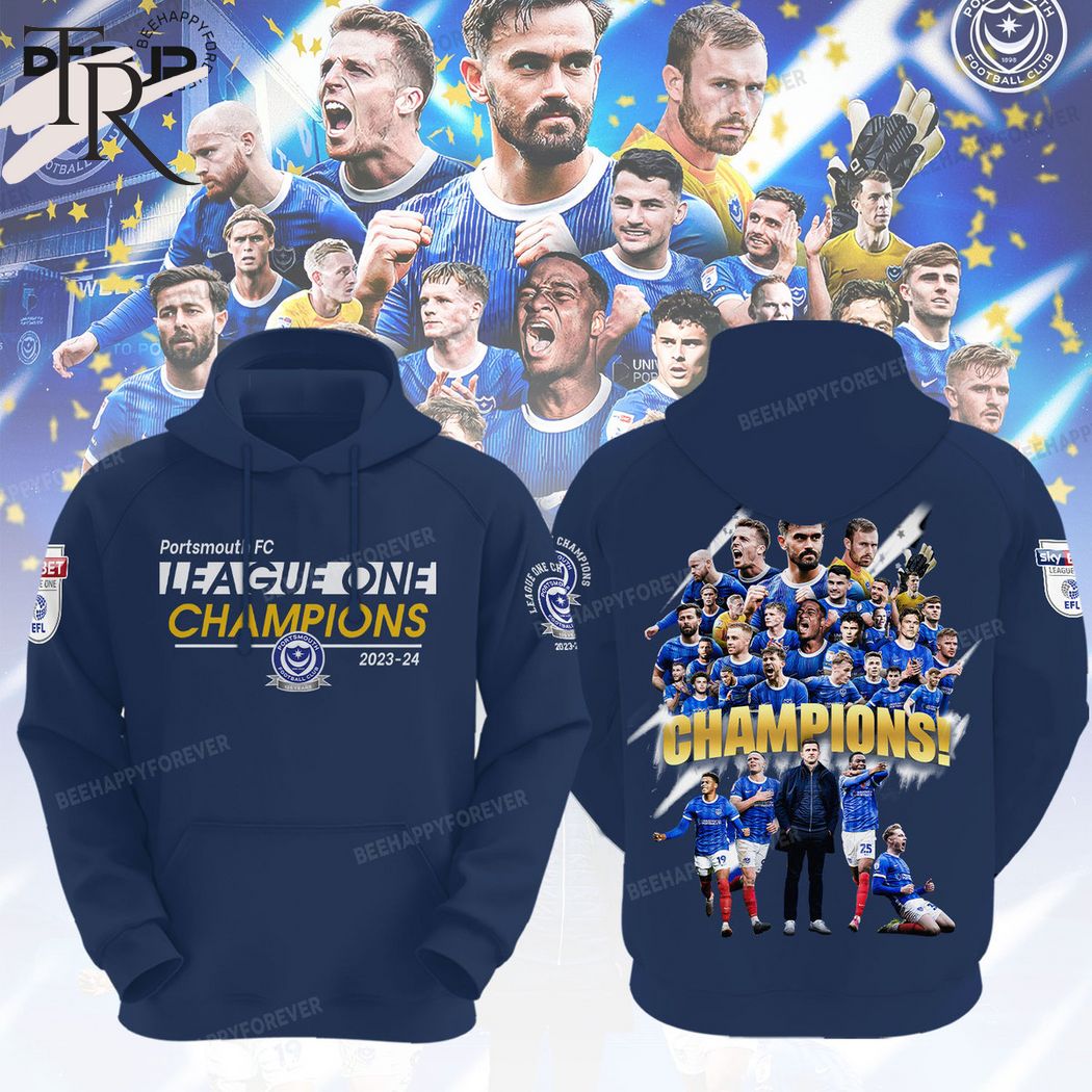 Portsmouth F.C. League One Champions 2023-24 Hoodie - Navy