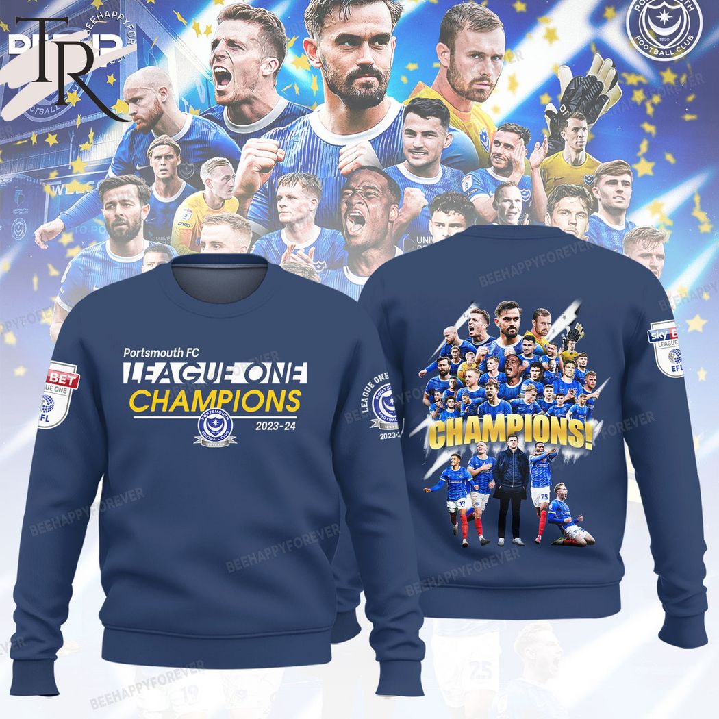 Portsmouth F.C. League One Champions 2023-24 Hoodie - Navy