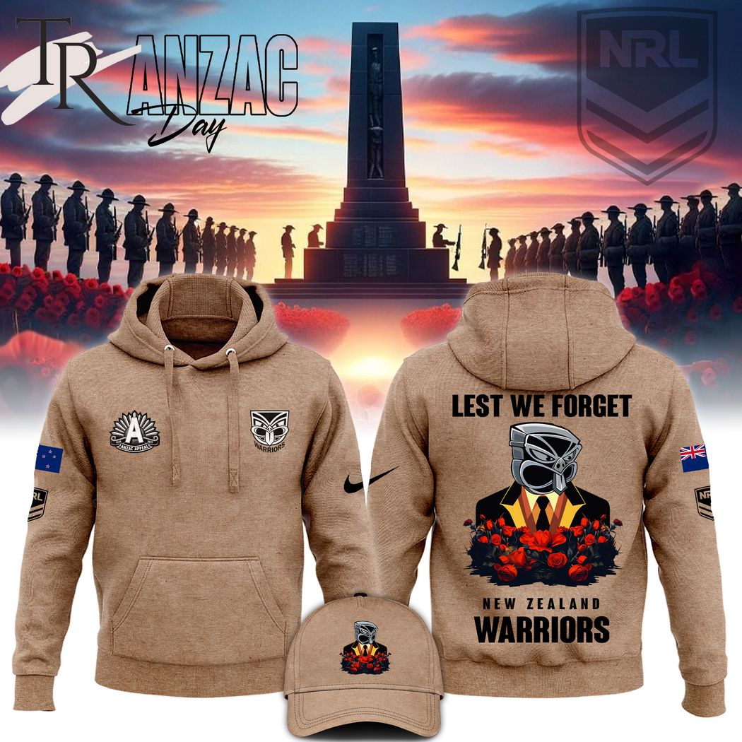 New Zealand Warriors ANZAC Day Lest We Forget Hoodie, Cap