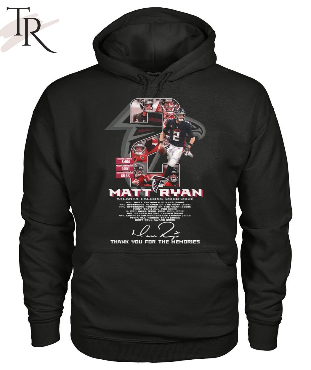 Atlanta Falcons Matt Ryan 2008-2021 Signature Thank You For The Memories T-Shirt