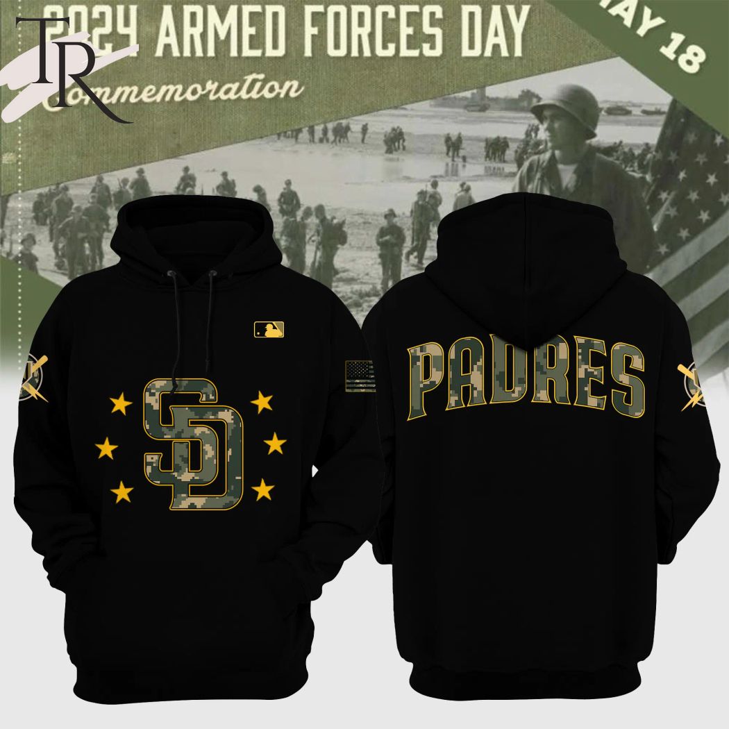 San Diego Padres 2024 Armed Forces Day Hoodie - Black
