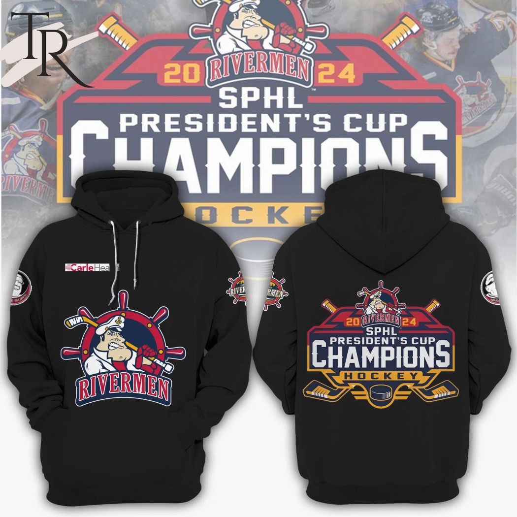 Peoria Rivermen 2024 SPHL President't Cup Champions Hockey Hoodie, Longpants - Black