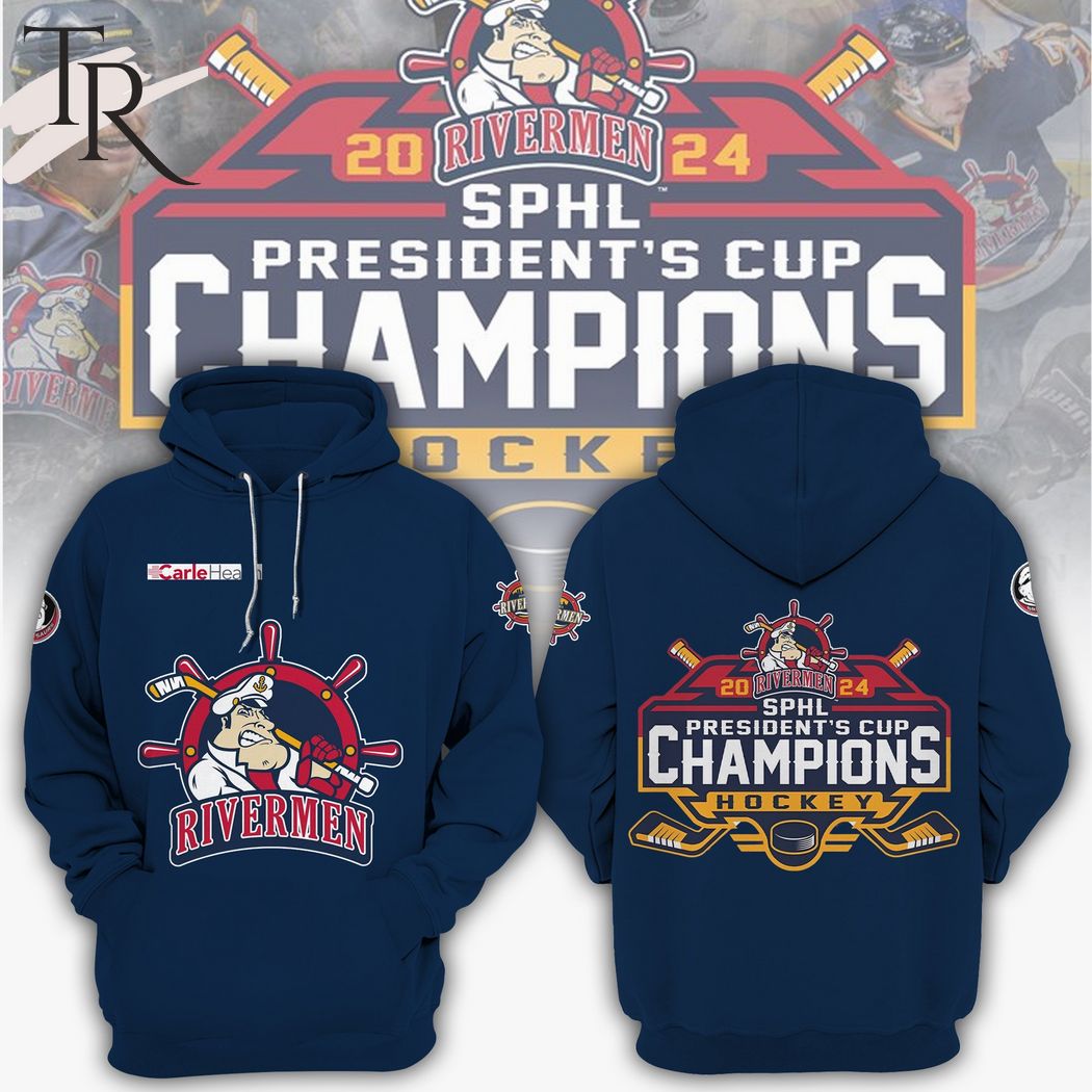 Peoria Rivermen 2024 SPHL President't Cup Champions Hockey Hoodie, Longpants - Navy