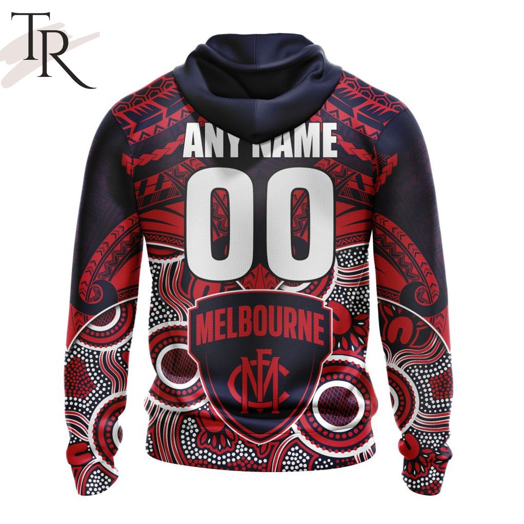 AFL Melbourne Football Club Special Indigenous Mix Polynesian Design Hoodie