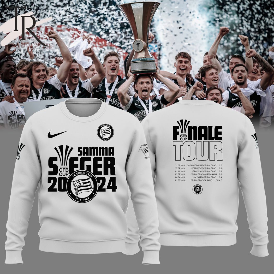 SK Sturm Graz Samma Sieger 2024 Cup Finale Tour Hoodie - White