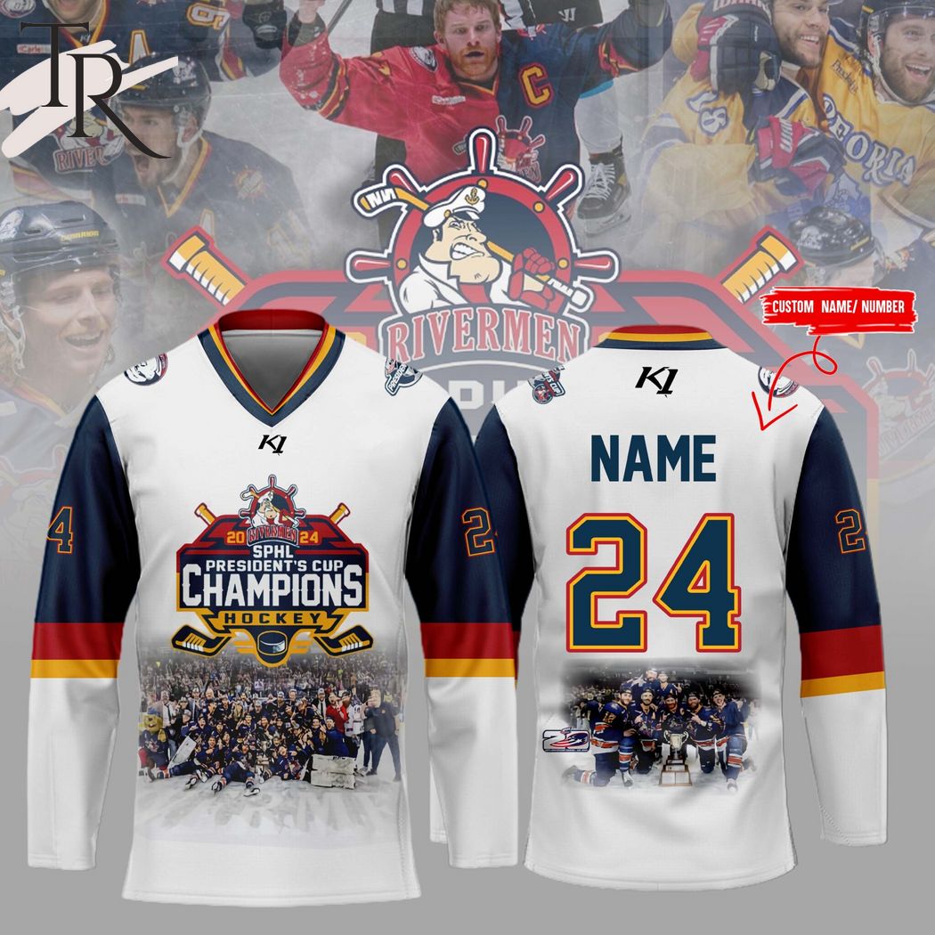Personalized Peoria Rivermen 2024 SPHL President's Cup Champions Hockey Jersey