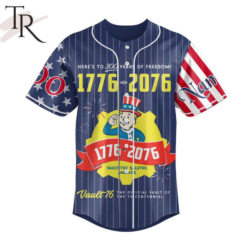 Here's To 300 Years Of Freedom 1776-2076 Vault-Tec Custom Baseball Jersey