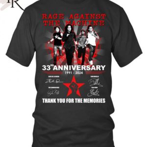 Rage Against The Machine 33rd Anniversary 1991-2024 Thank You For The Memories T-Shirt