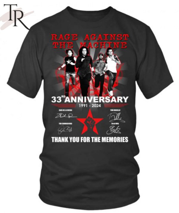 Rage Against The Machine 33rd Anniversary 1991-2024 Thank You For The Memories T-Shirt