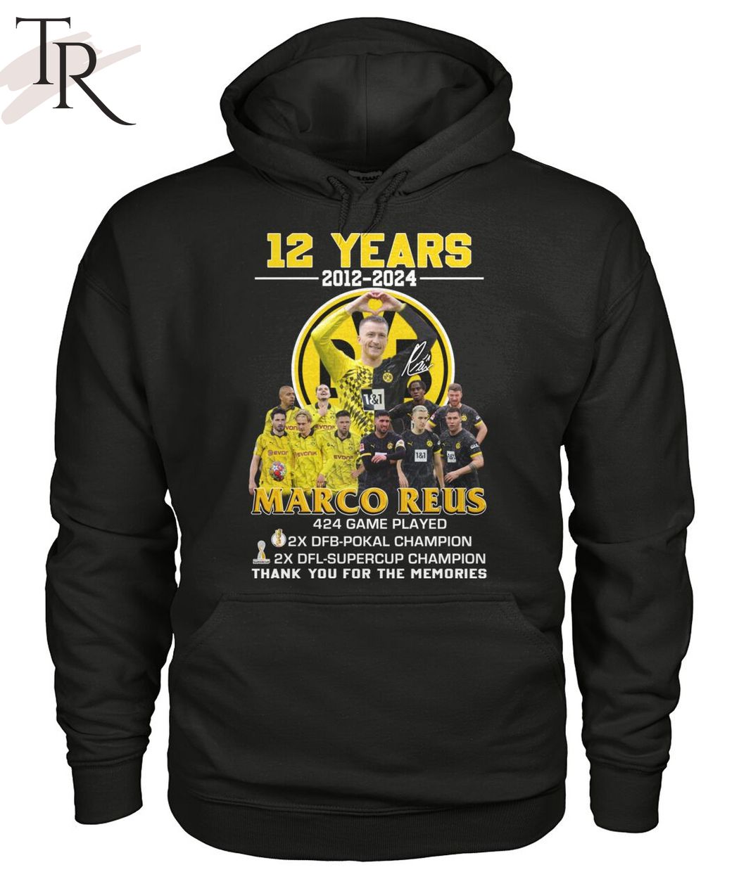 12 Years 2012-2024 Marco Reus 424 Game Played Thank You For The Memories T-Shirt