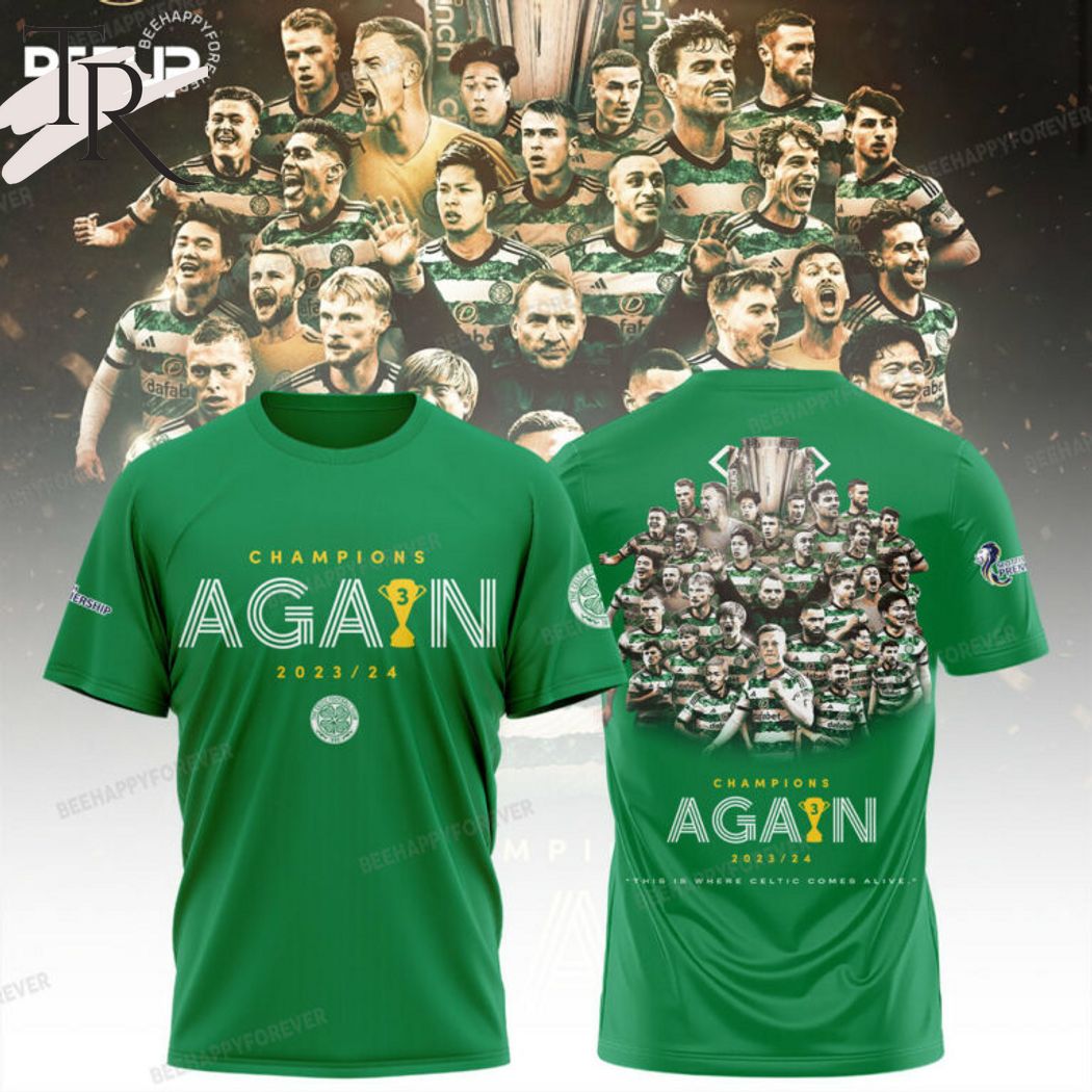 Celtic Champions Again 2023-24 Hoodie - Green
