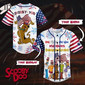 Scooby-Doo Red, White And Blue And Always Happy 4th Of July Custom Baseball Jersey