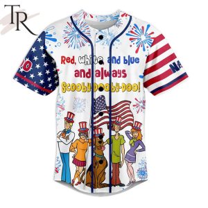 Scooby-Doo Red, White And Blue And Always Happy 4th Of July Custom Baseball Jersey
