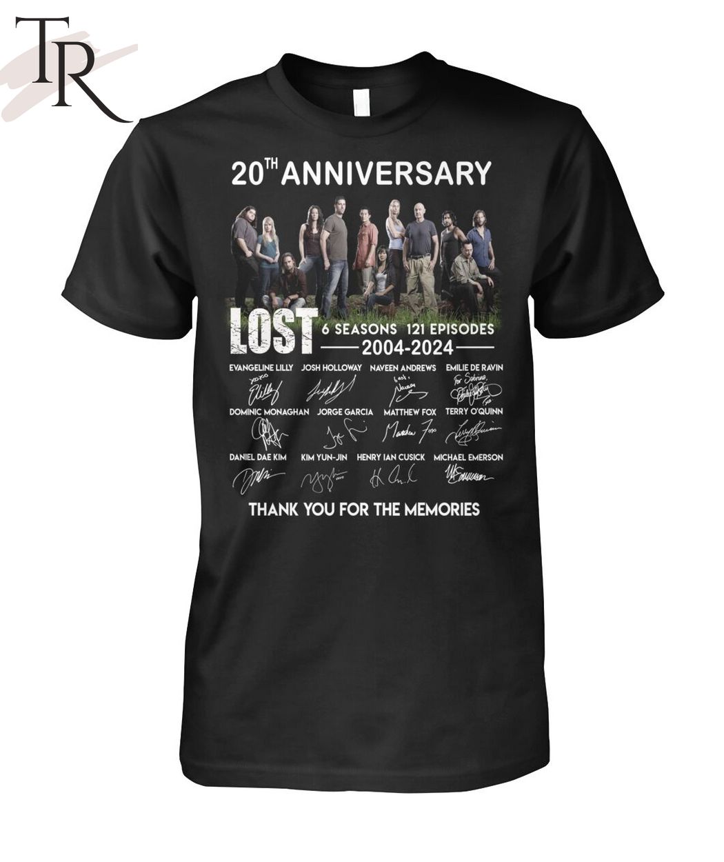 20th Anniversary LOST 6 Seasons 121 Episodes 2004-2024 Thank You For The Memories T-Shirt