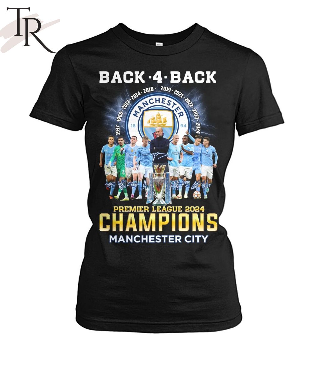 Back 4 Back Premier League 2024 Champions Manchester City T-Shirt