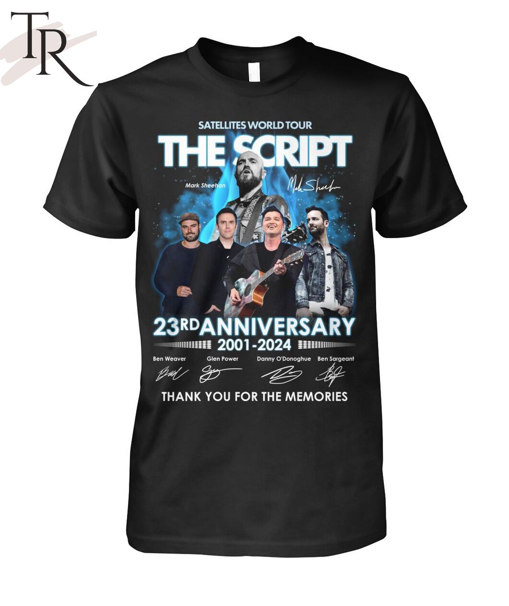 Satellites World Tour The Script 23rd Anniversary 2001-2024 Thank You For The Memories T-Shirt