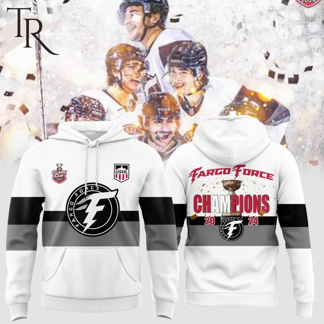 USHL Fargo Force Clark Cup Final Champions 2024 Hoodie - White