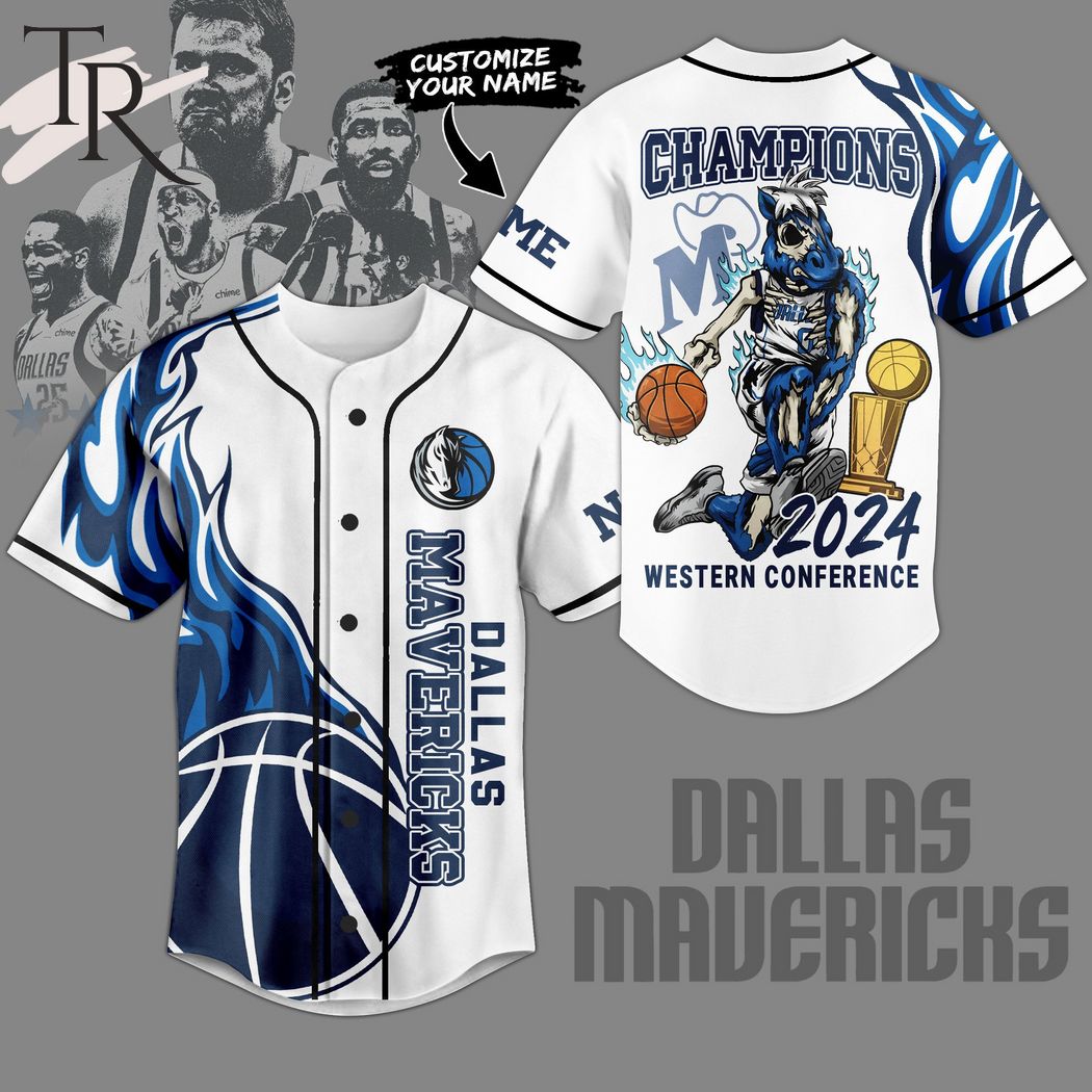 Dallas Mavericks Champions 2024 Western Conference Custom Baseball Jersey - White