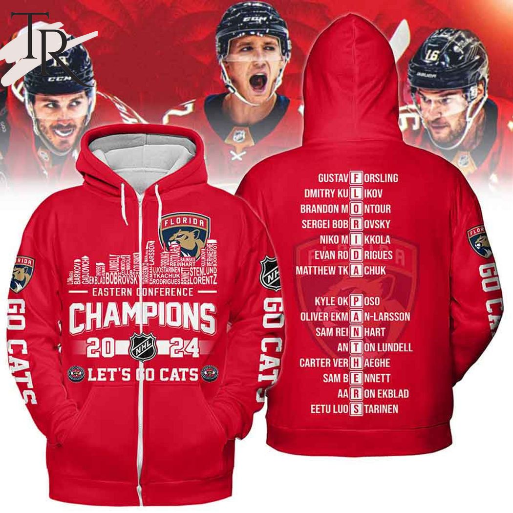 Eastern Conference Champions 2024 Florida Panthers Let's Go Cats Hoodie - Red