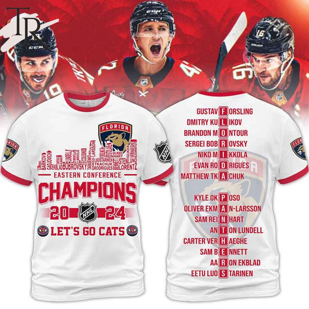 Eastern Conference Champions 2024 Florida Panthers Let's Go Cats Hoodie - White