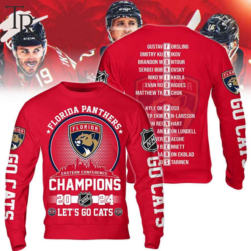 Florida Panthers Eastern Conference Champions 2024 Let's Go Cats Hoodie - Red