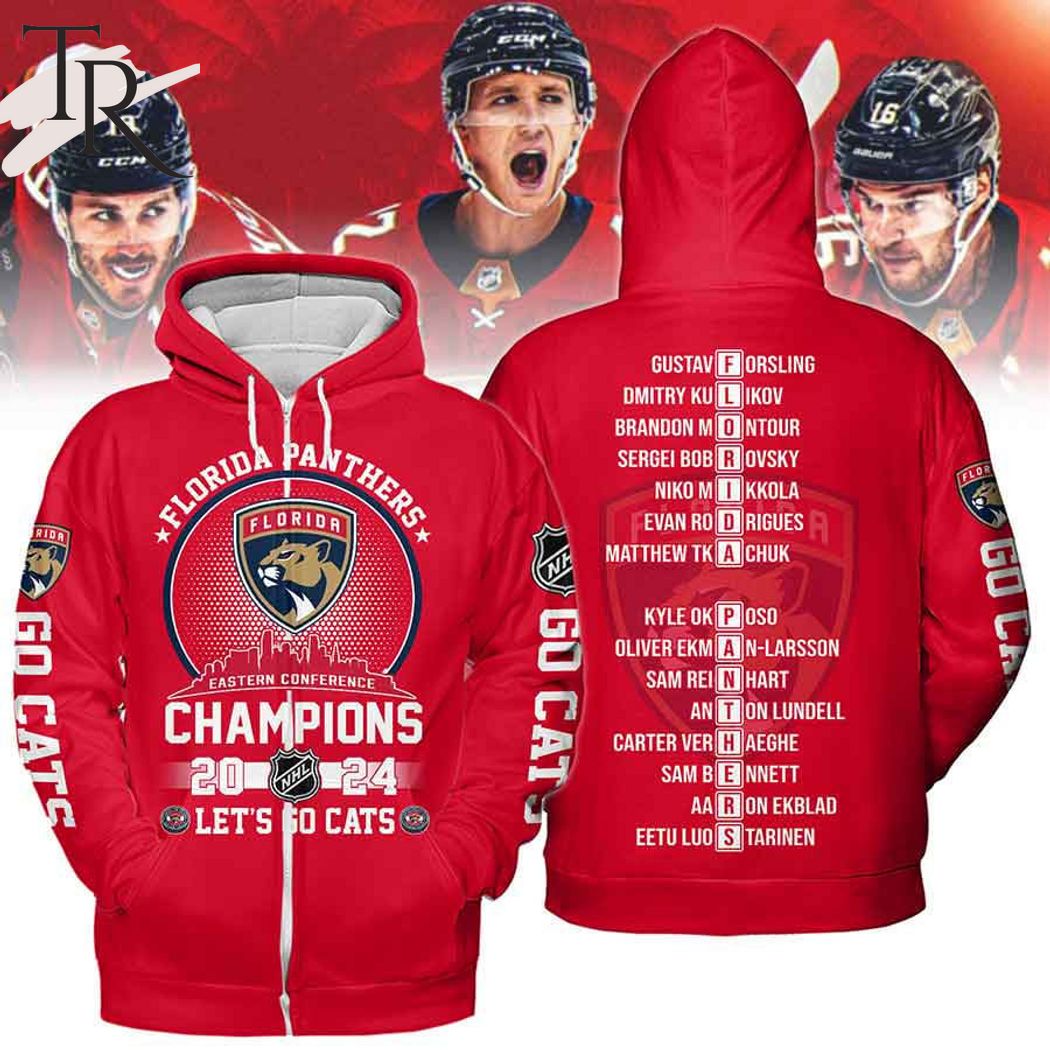 Florida Panthers Eastern Conference Champions 2024 Let's Go Cats Hoodie - Red
