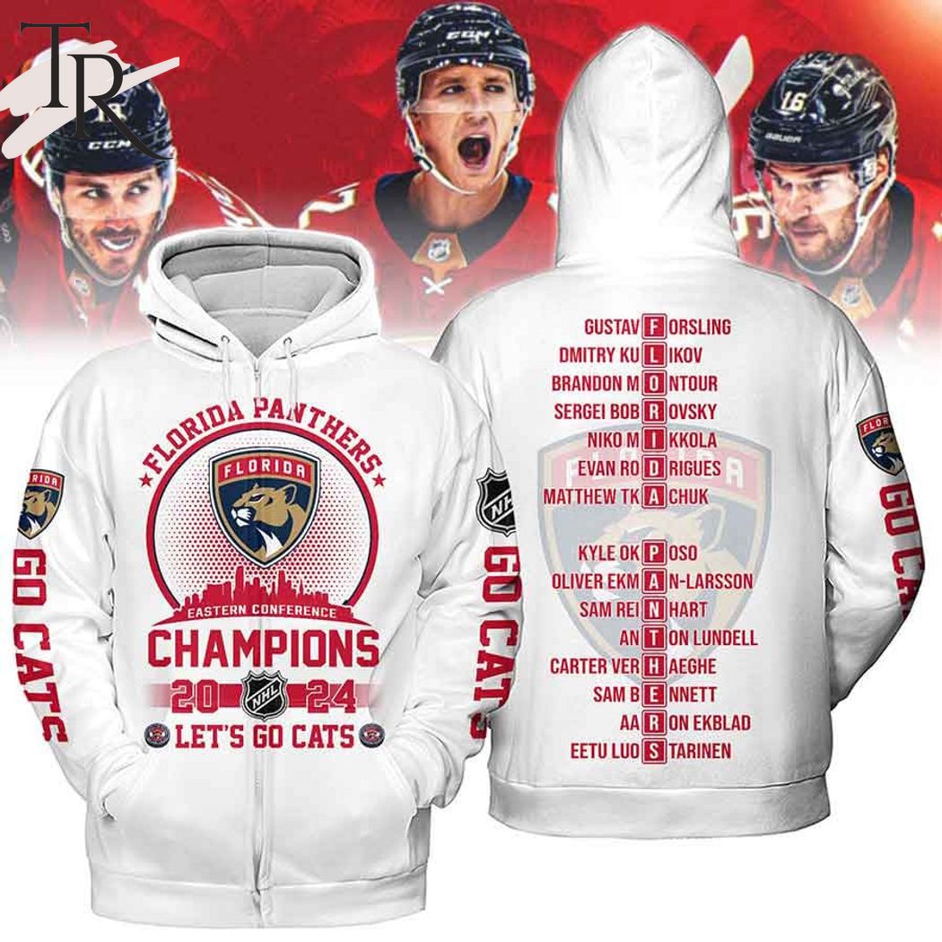 Florida Panthers Eastern Conference Champions 2024 Let's Go Cats Hoodie - White