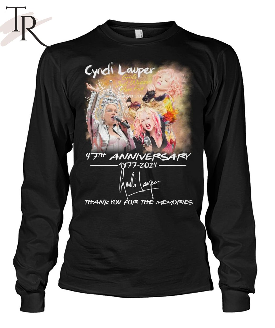 Cyndi Lauper Girls Just Want to Have Fun Farewell Tour 47th Anniversary 1977-2024 Thank You For The Memories T-Shirt