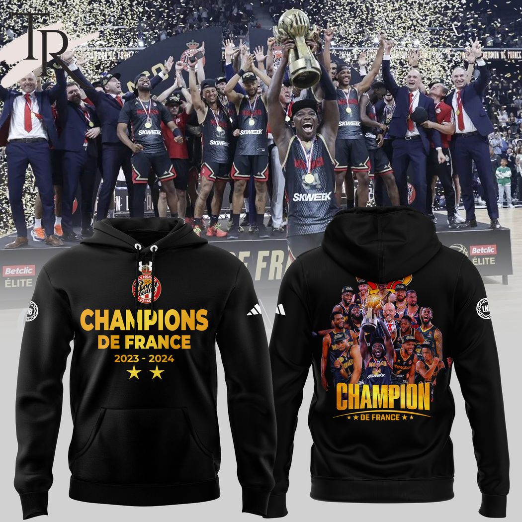 AS Monaco Basket DE France 2023-2024 Champions Hoodie, Longpants, Cap - Black