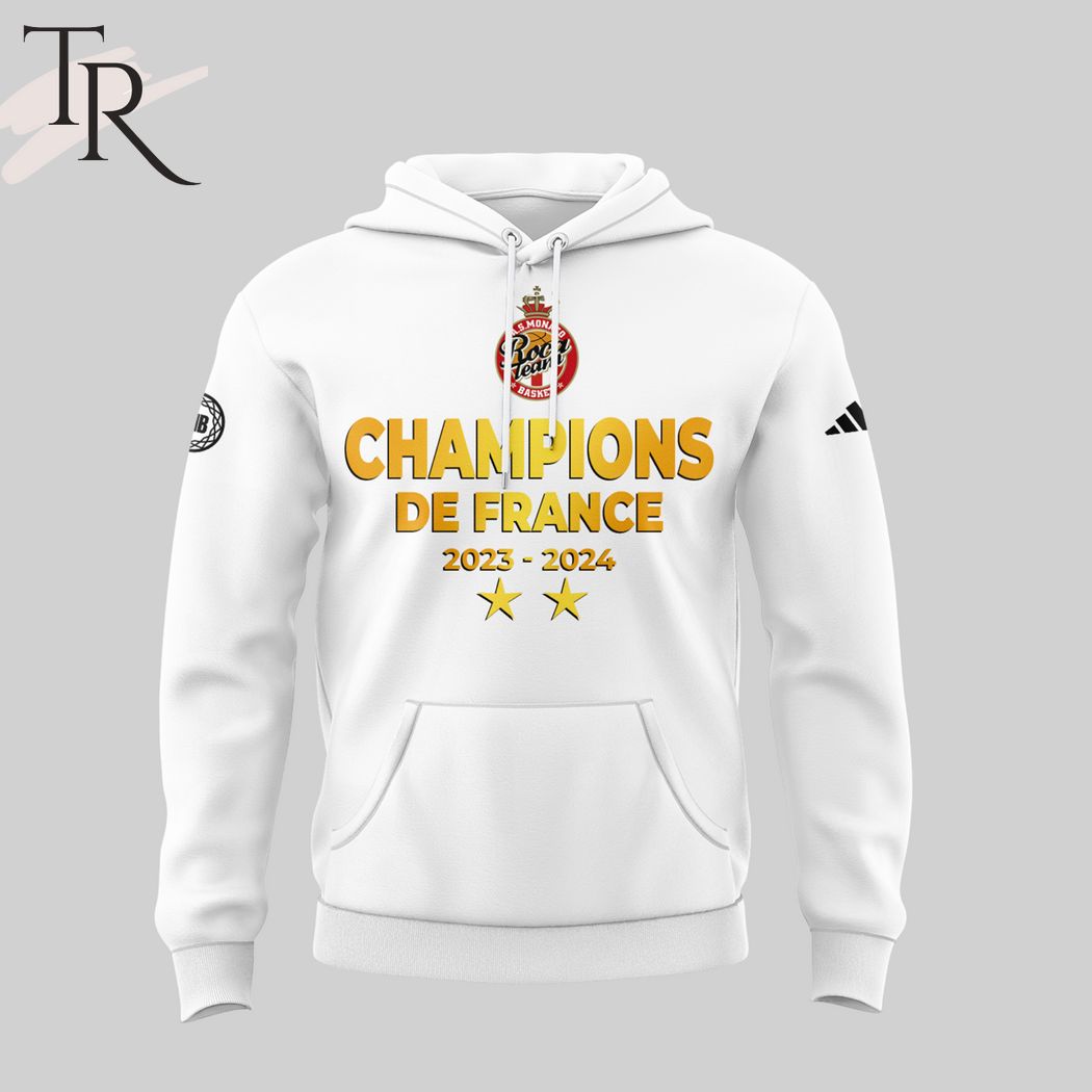 AS Monaco Basket DE France 2023-2024 Champions Hoodie, Longpants, Cap - White