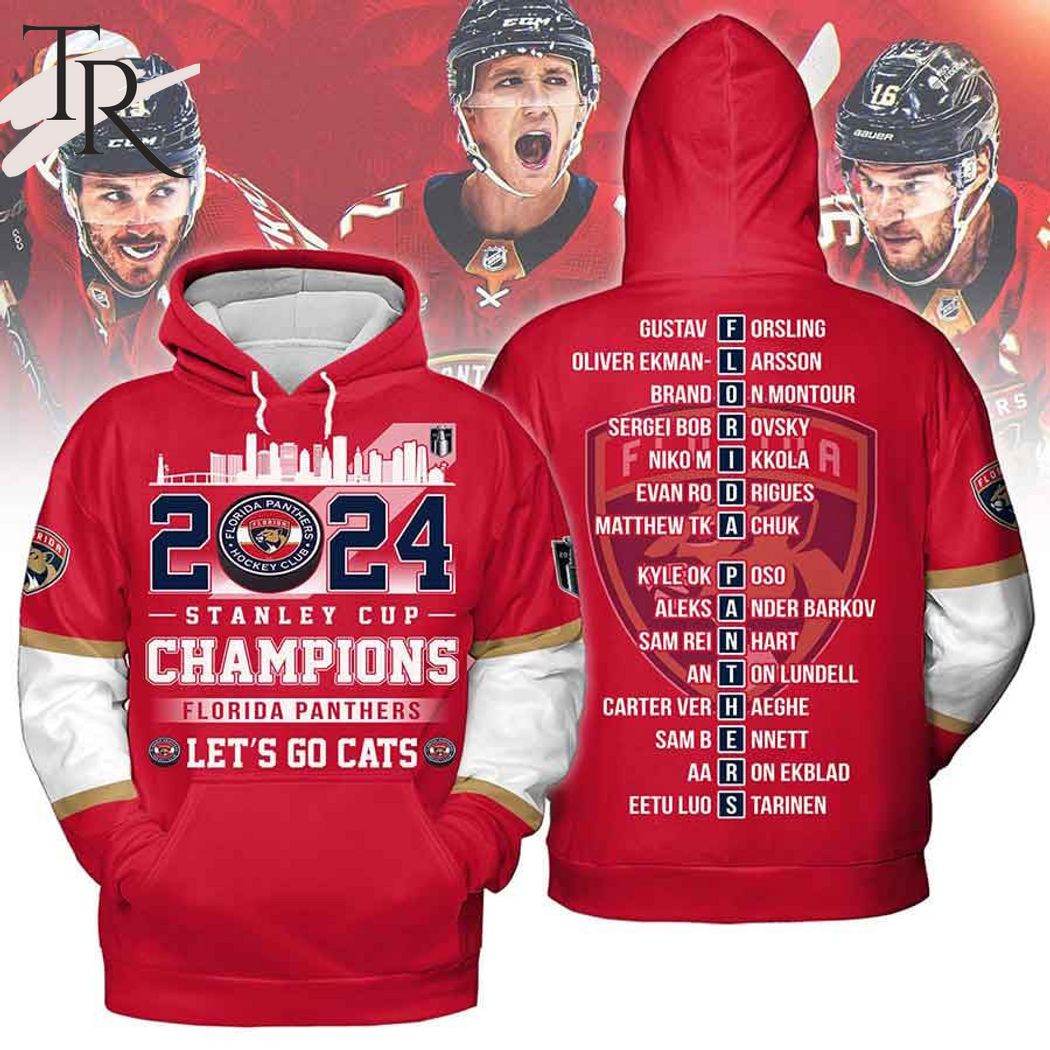 2024 Stanley Cup Champions Florida Panthers Let's Go Cats Hoodie - Red
