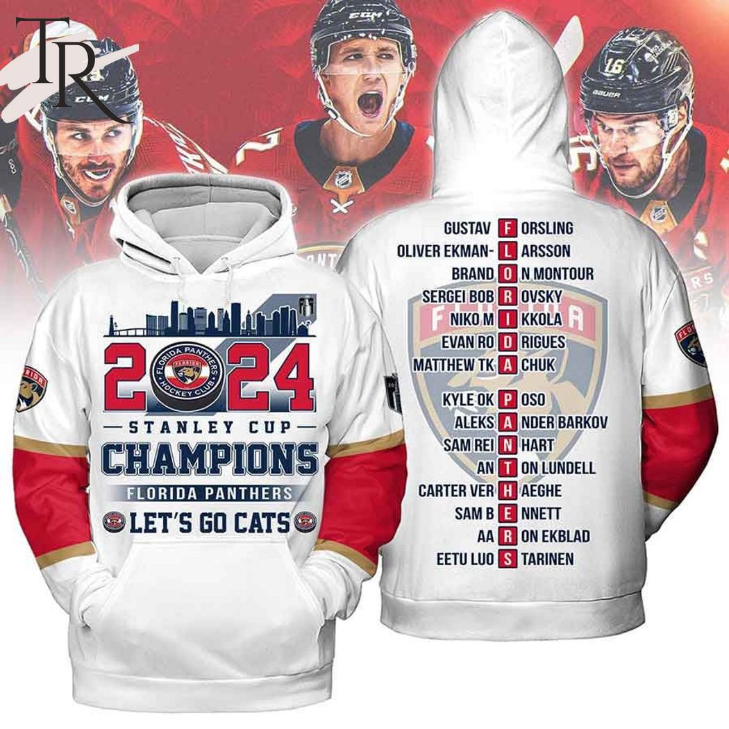 2024 Stanley Cup Champions Florida Panthers Let's Go Cats Hoodie - White
