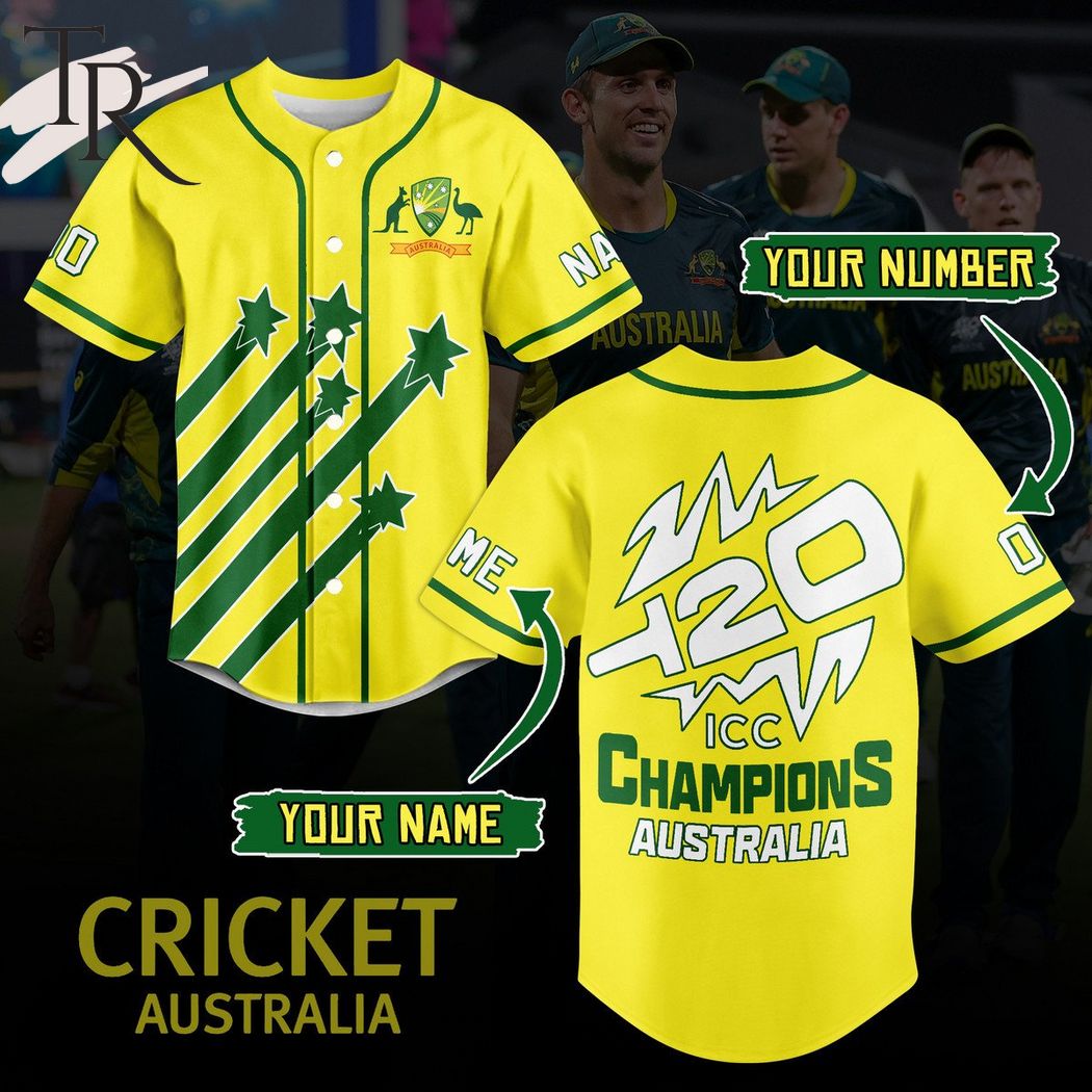 Cricket Australia T20 ICC Champions Custom Baseball Jersey