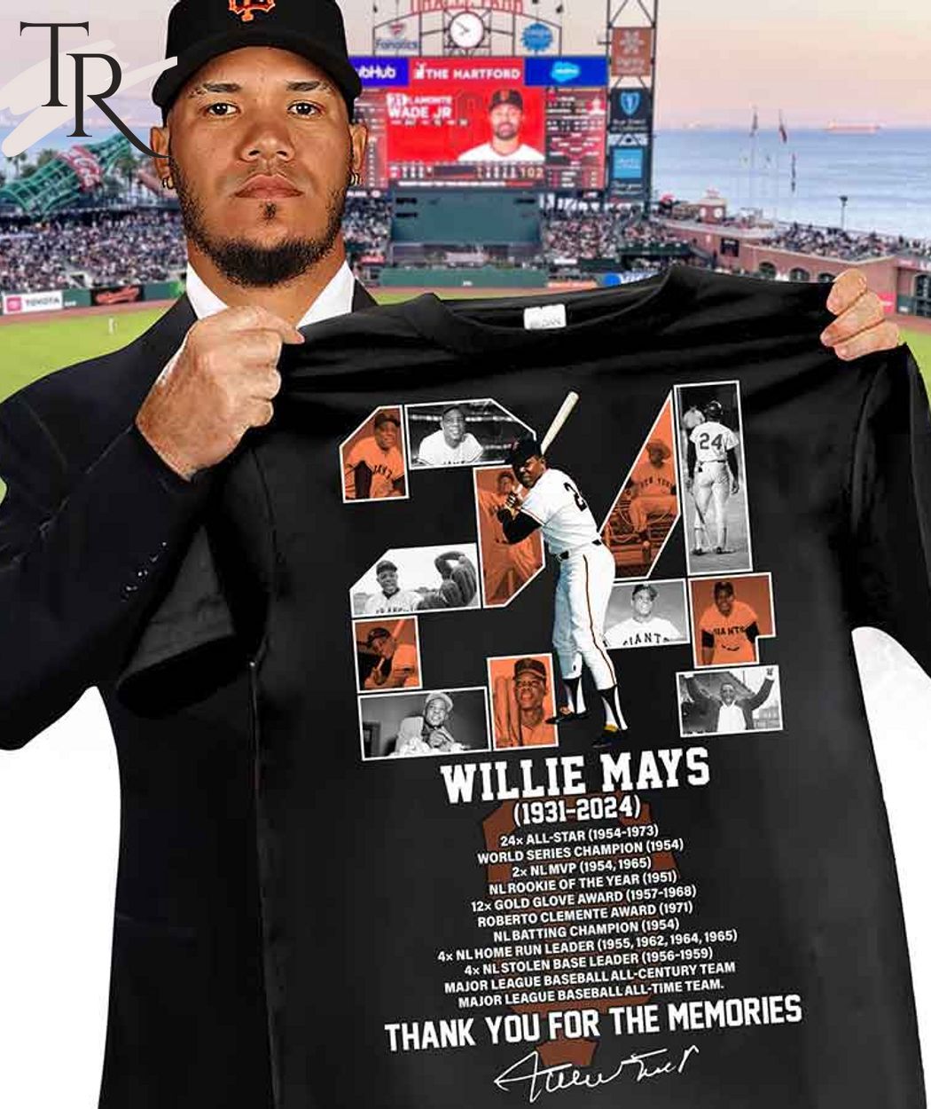 24 Willie Mays 1931-2024 Thank You For The Memories T-Shirt