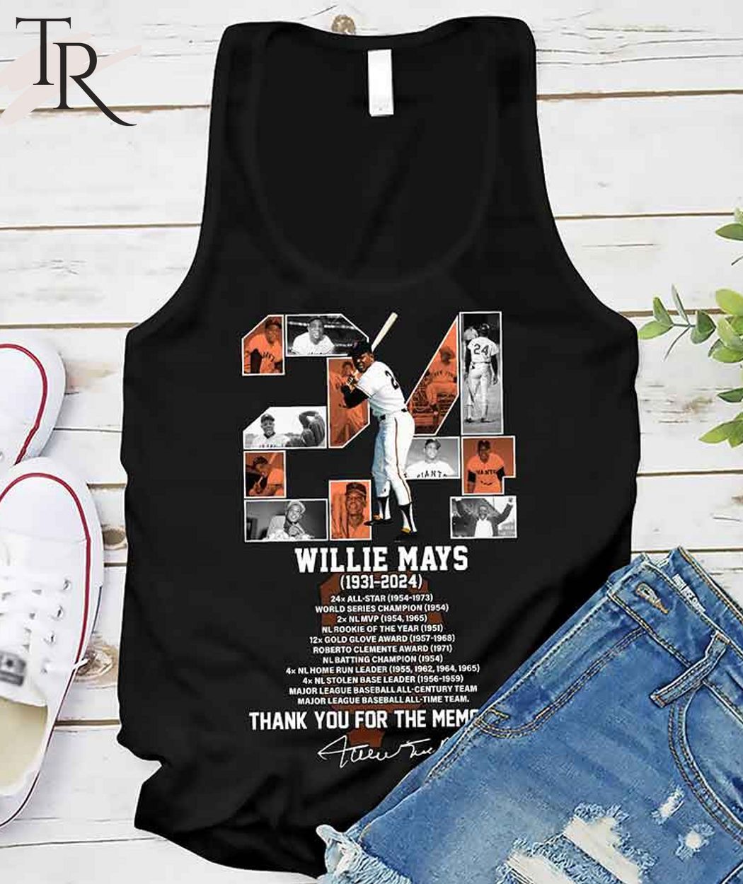 24 Willie Mays 1931-2024 Thank You For The Memories T-Shirt