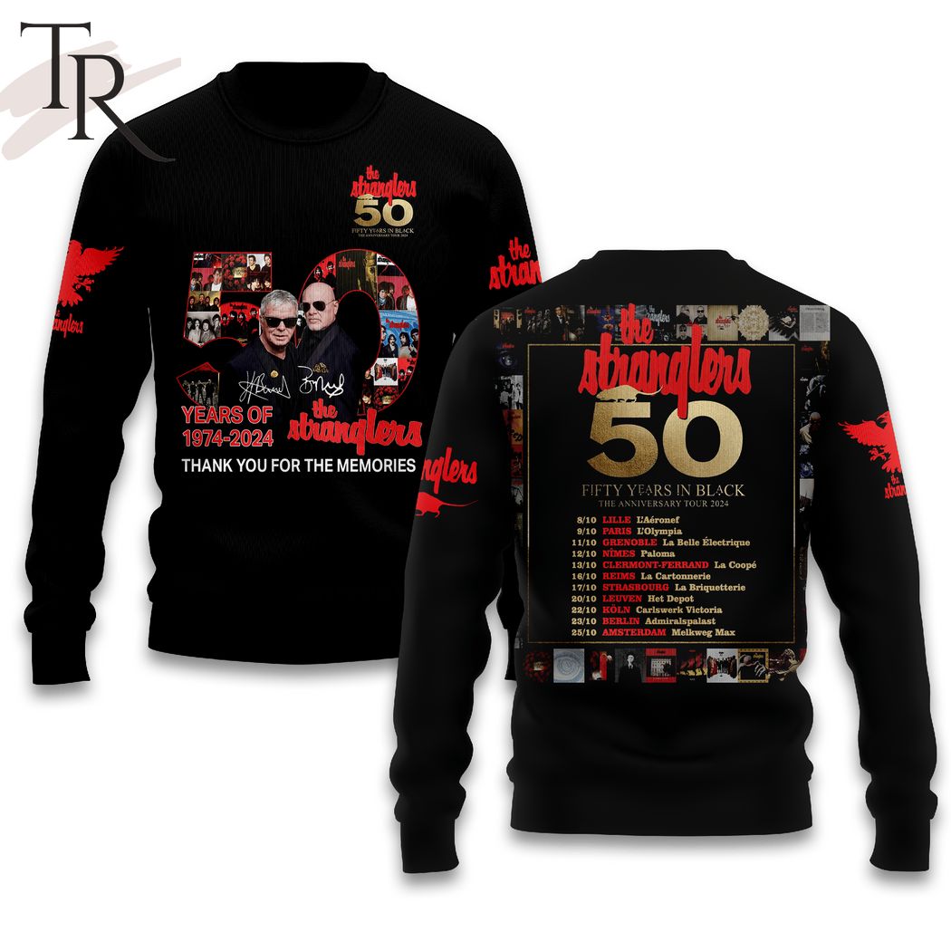 The Stranglers Fifty Years In Black The Anniversary Tour 2024Thank You For The Memories Hoodie